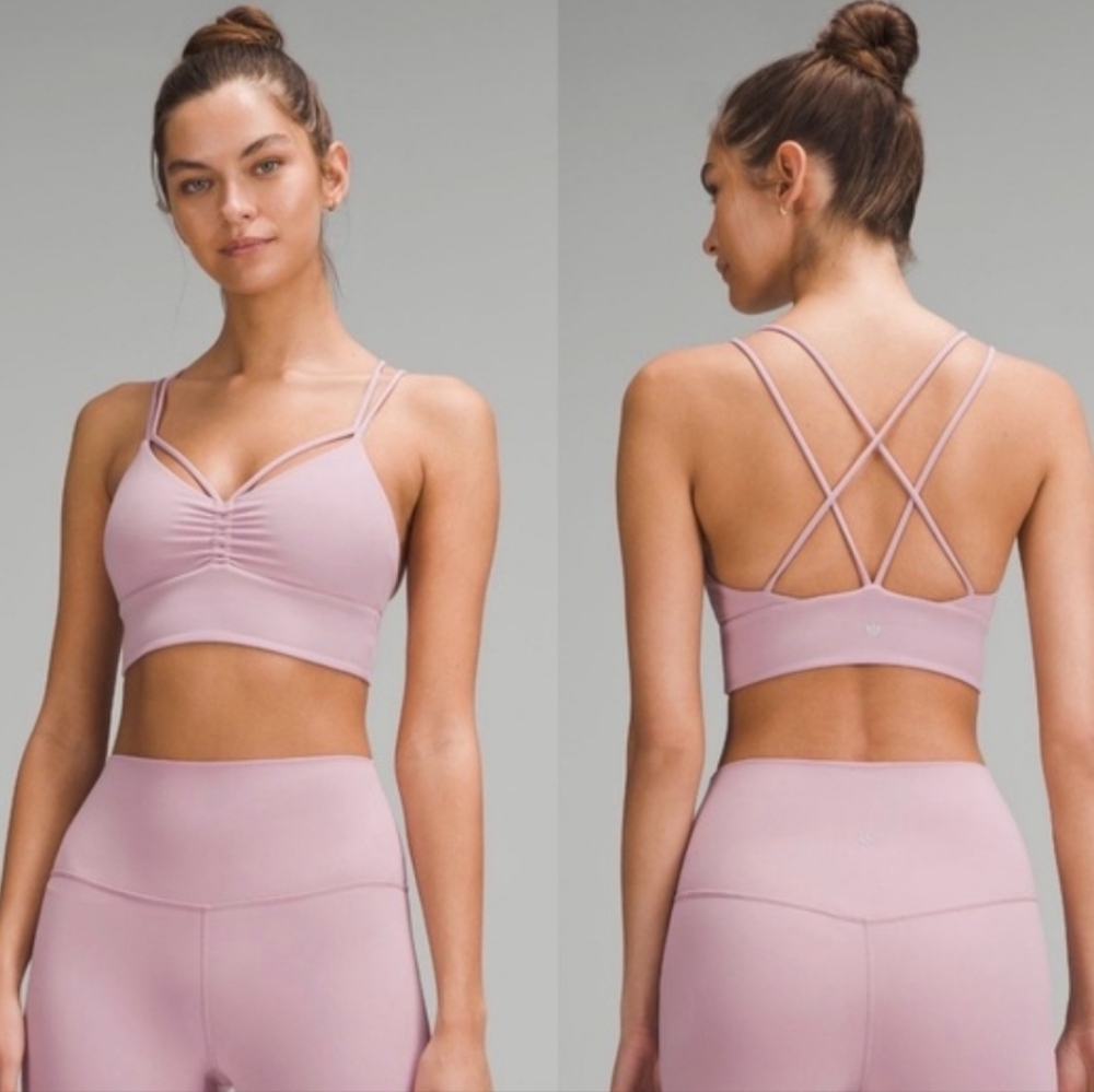 Lululemon nulu strappy v neck yoga bra 6 rose blush